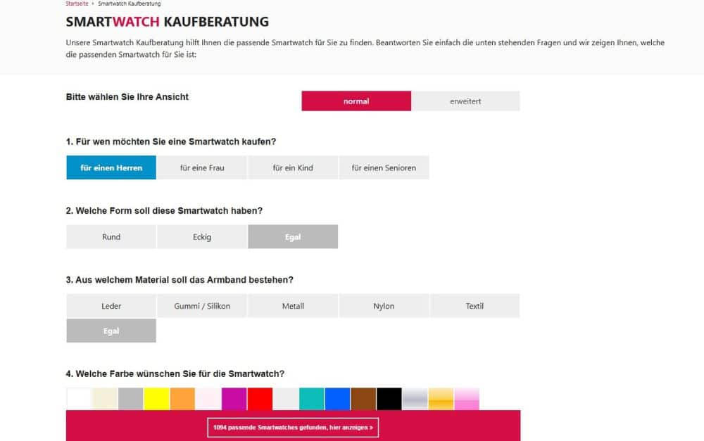 Smartwatch.de Screenshot Shop Kaufberater